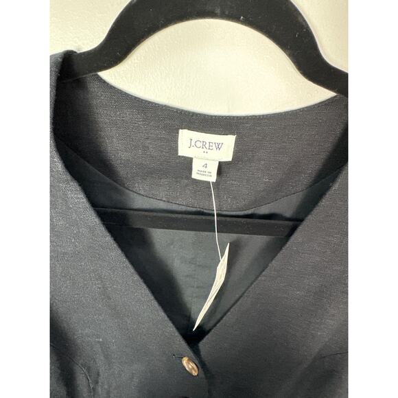 J.Crew NWT Women’s 2025 Black Linen Blend Button Front Vest size 4 - Picture 3 of 7
